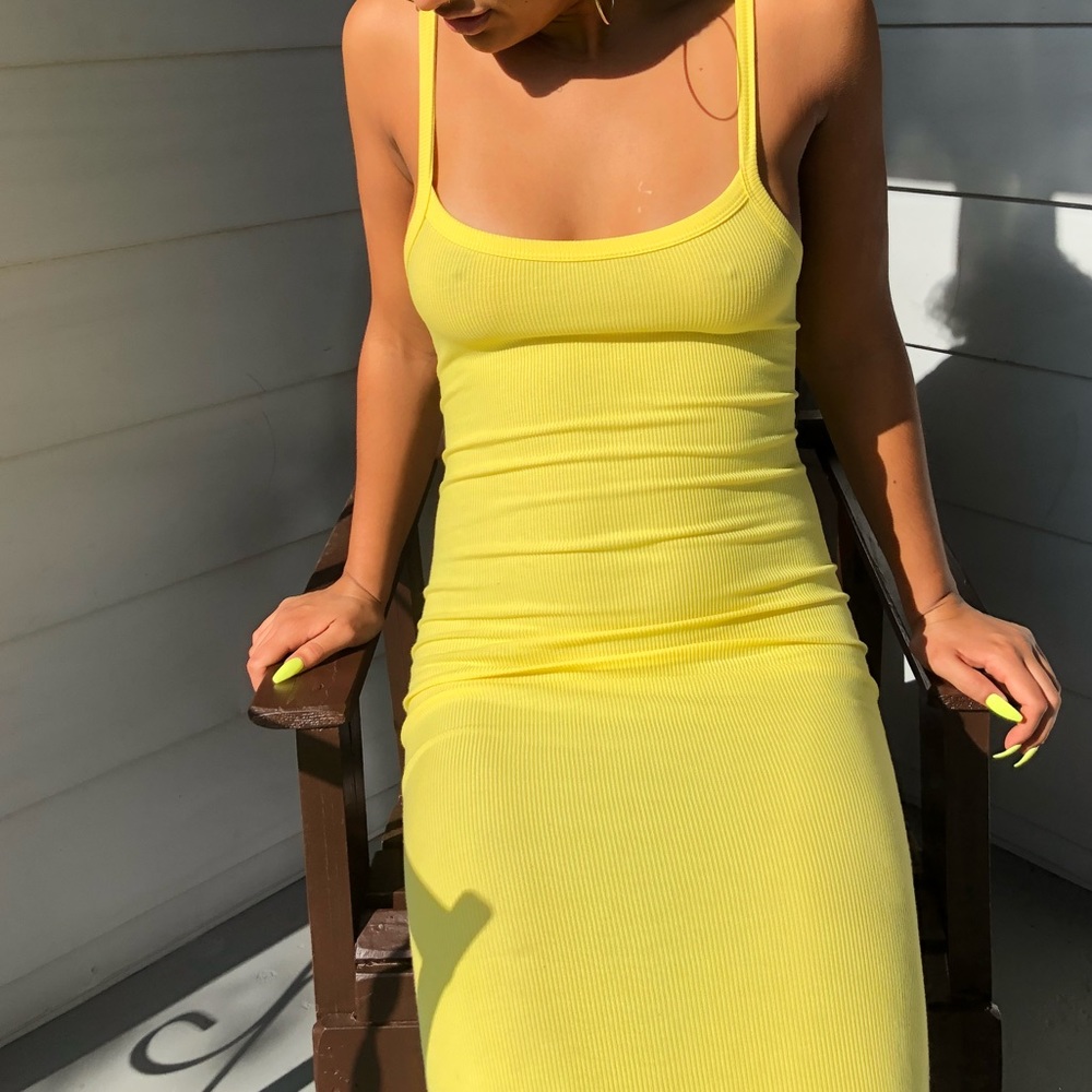 Blue Life Yellow Maxi Dress with Slit